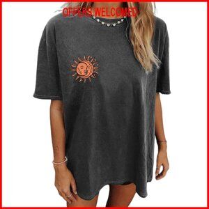 Oversized Graphic Tee, Drop Shoulder, 65% Polyester 30% Cotton, Loose Fit